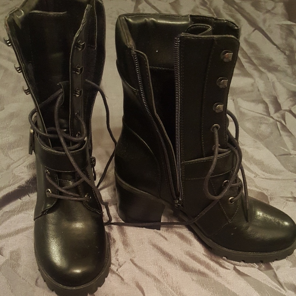 Black combat boots